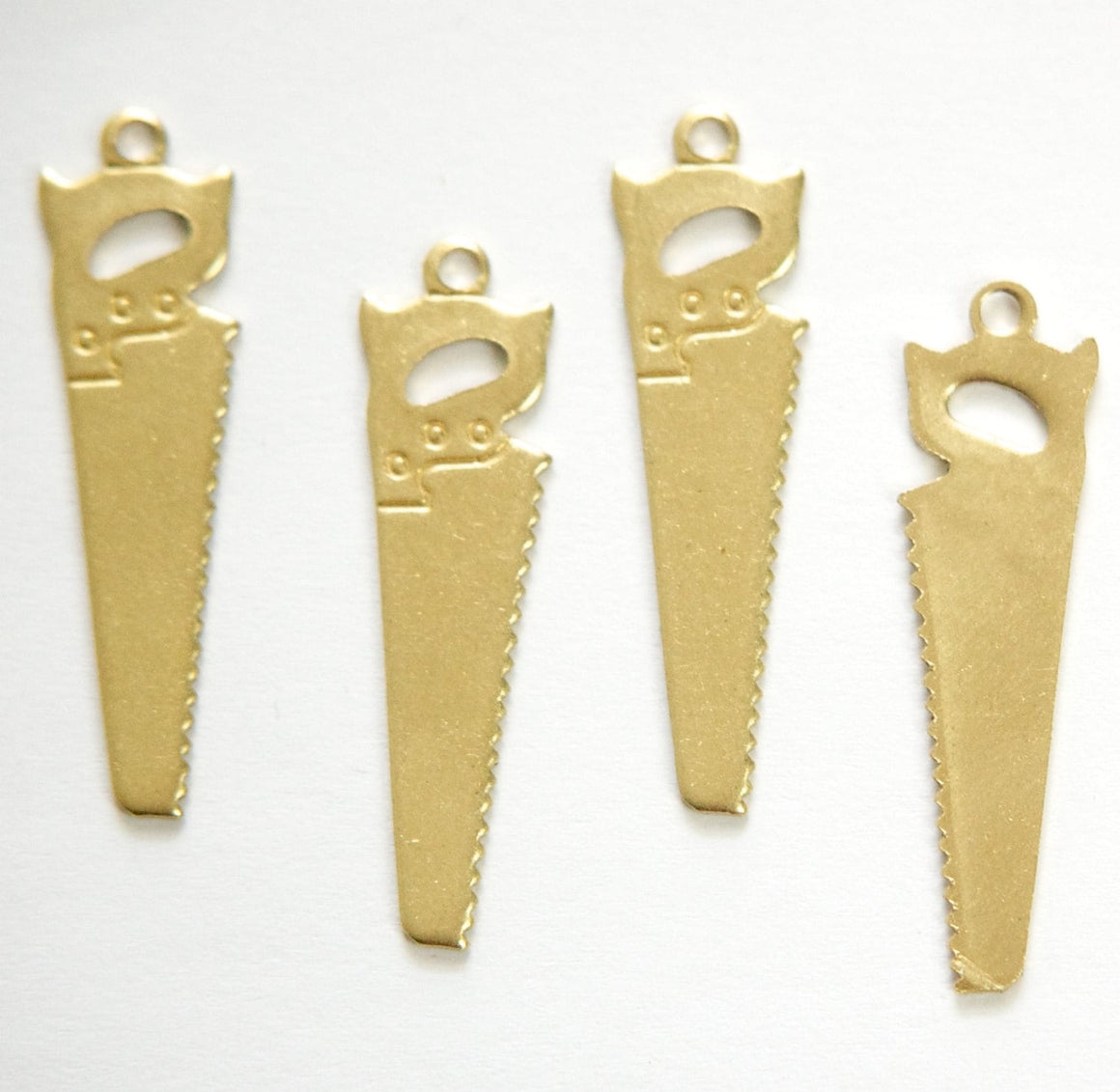 Raw Brass Hand Saw Tool Charm Pendant (8) chr184C