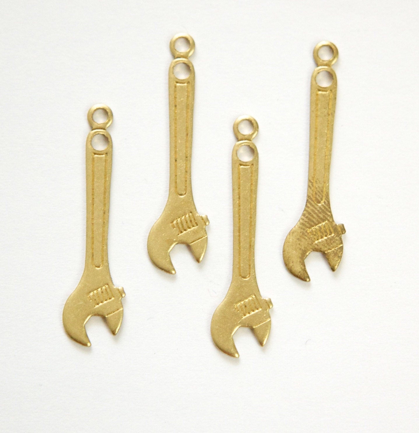 Raw Brass Wrench Tool Charm Pendant (8) chr184A