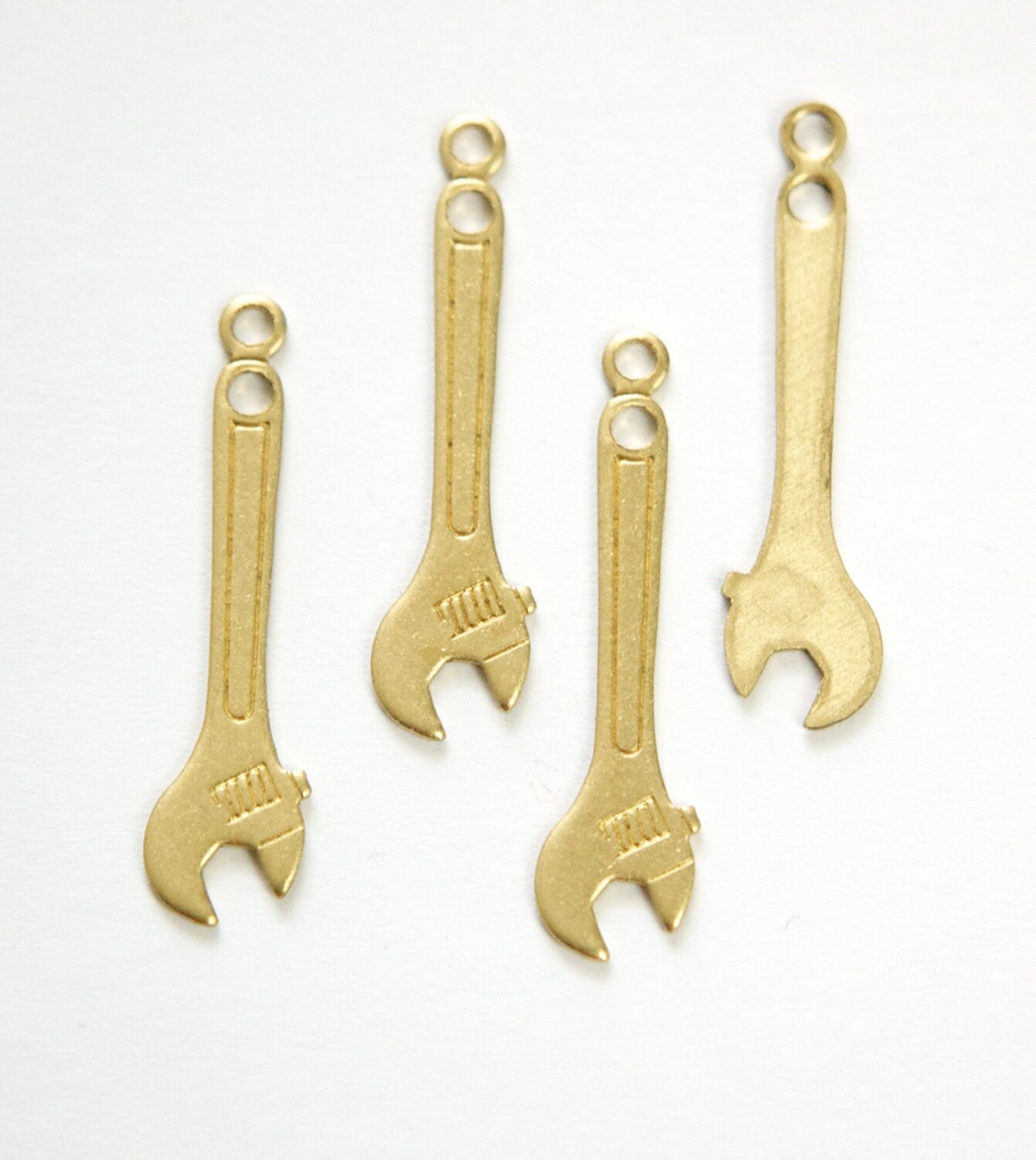 Raw Brass Wrench Tool Charm Pendant (8) chr184A