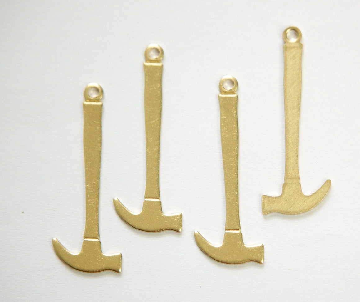 Raw Brass Hammer Tool Charm Pendant (8) chr184B