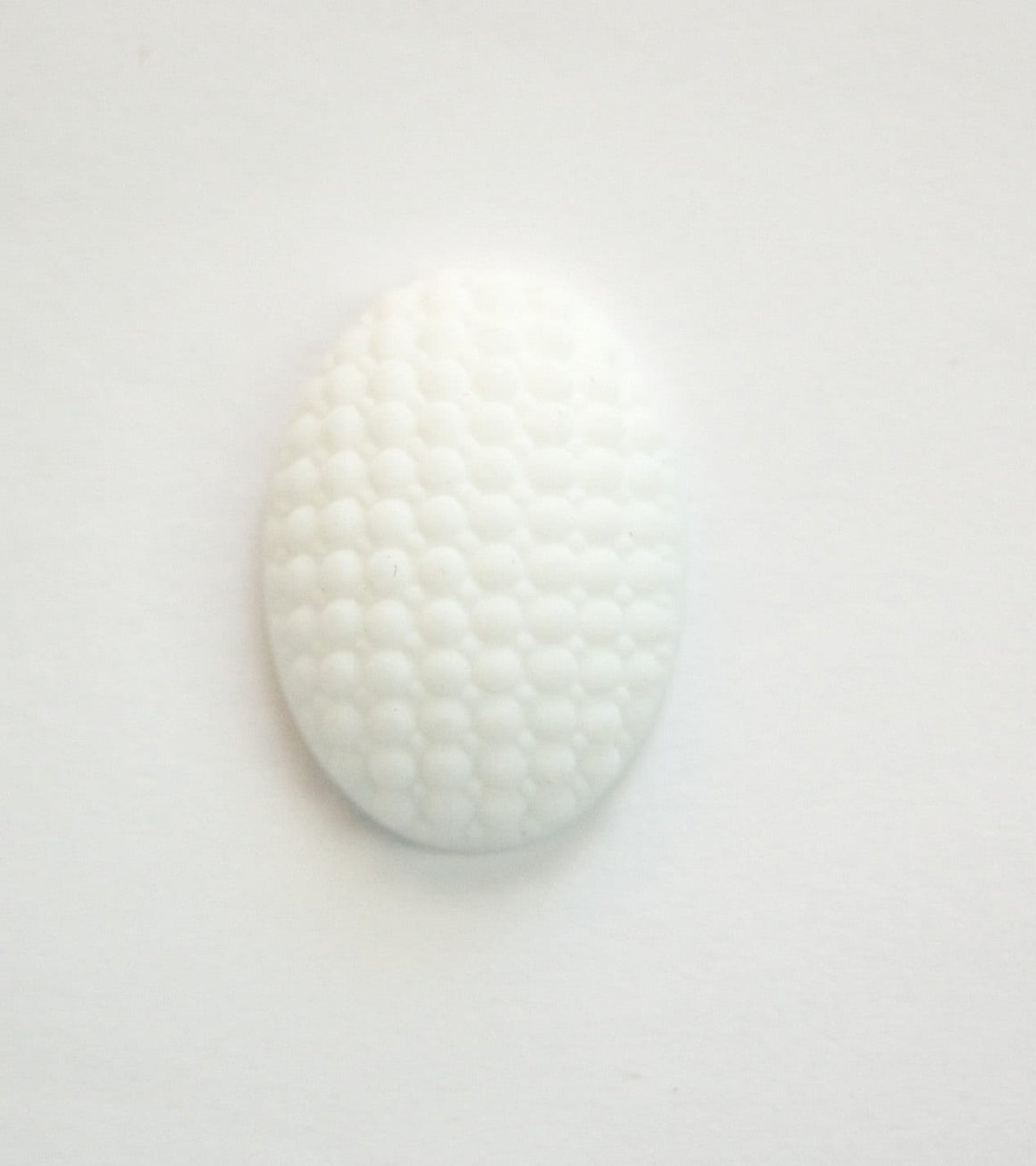 Vintage German Matte White Glass Bumpy Top Cabochon 25x18mm cab414D