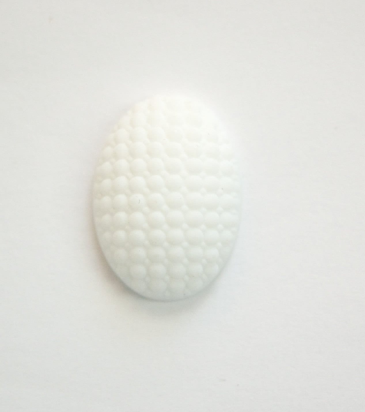 Vintage German Matte White Glass Bumpy Top Cabochon 25x18mm cab414D