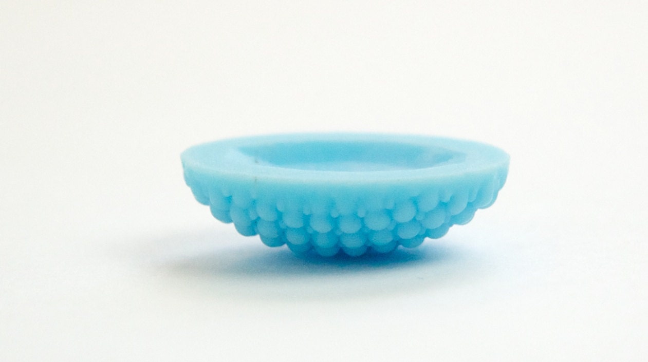 Vintage German Matte Blue Glass Bumpy Top Cabochon 25 X 18mm cab414E