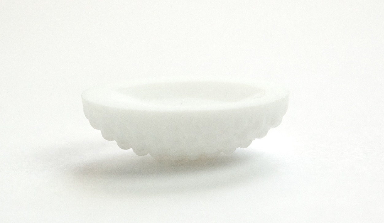 Vintage German Matte White Glass Bumpy Top Cabochon 25x18mm cab414D