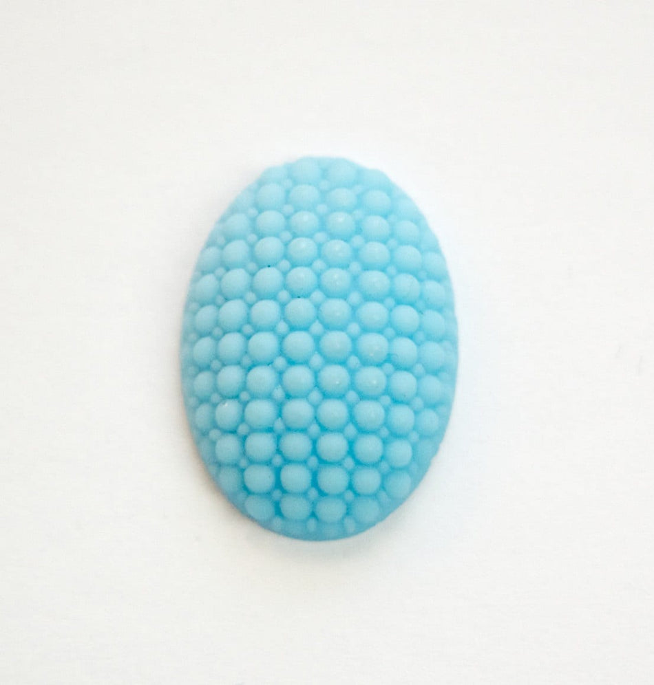 Vintage German Matte Blue Glass Bumpy Top Cabochon 25 X 18mm cab414E