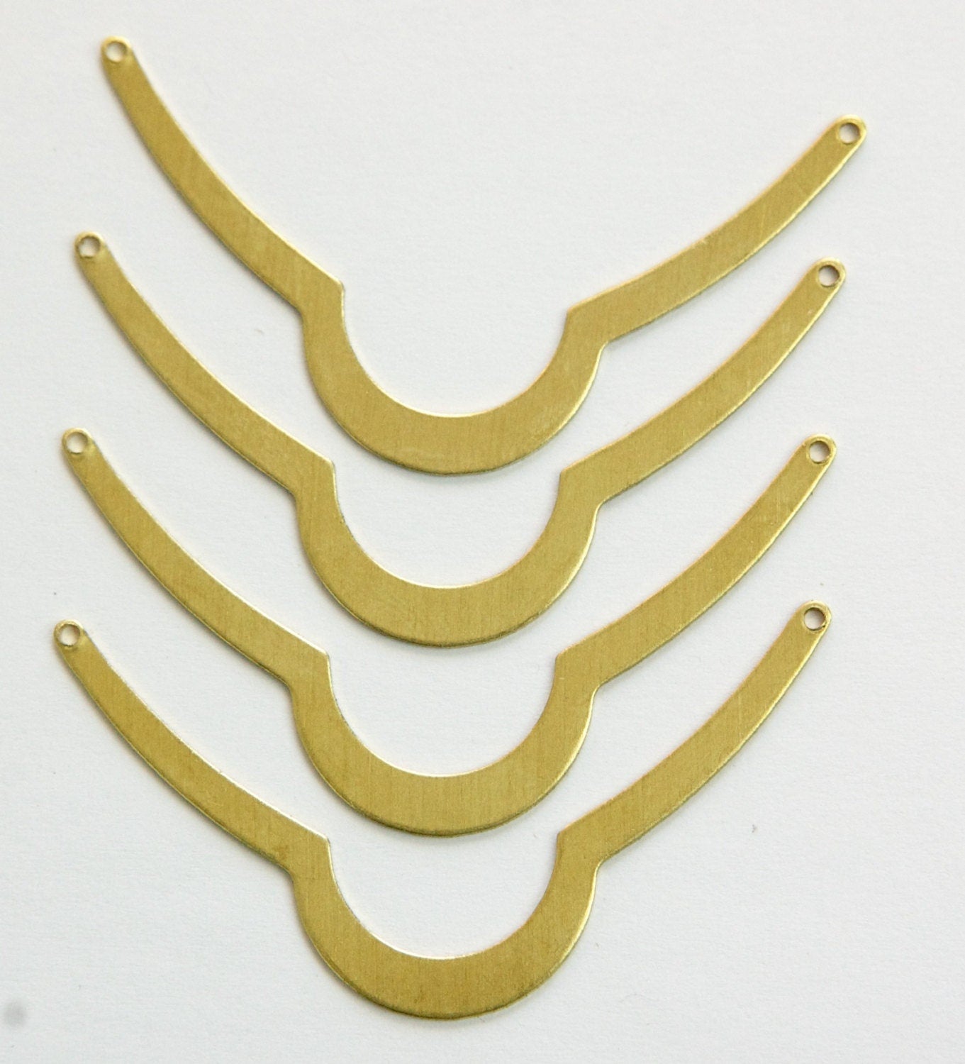 2 Hole Raw Brass Scalloped Connector Pendants (6) mtl045B