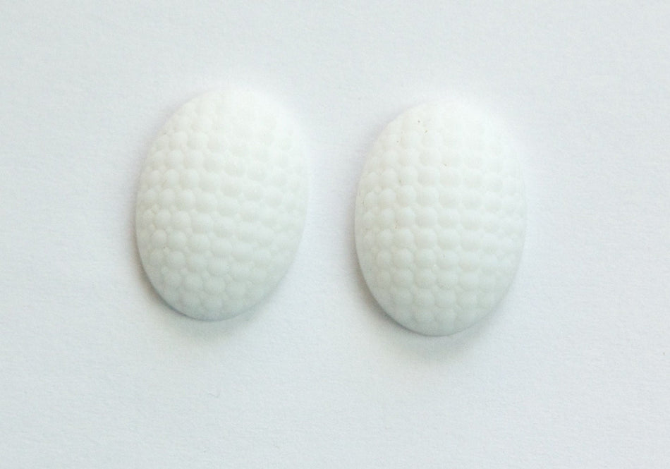 Vintage German Matte White Glass Bumpy Top Cabochon 18x13mm cab414H