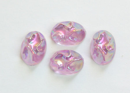 Vintage Light Purple AB Rippled Top Acrylic Cabochons 14x10mm cab577T
