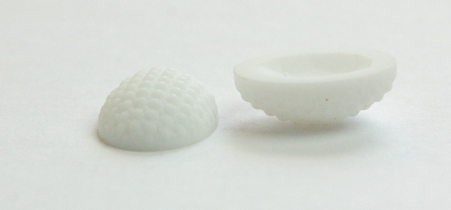 Vintage German Matte White Glass Bumpy Top Cabochon 18x13mm cab414H
