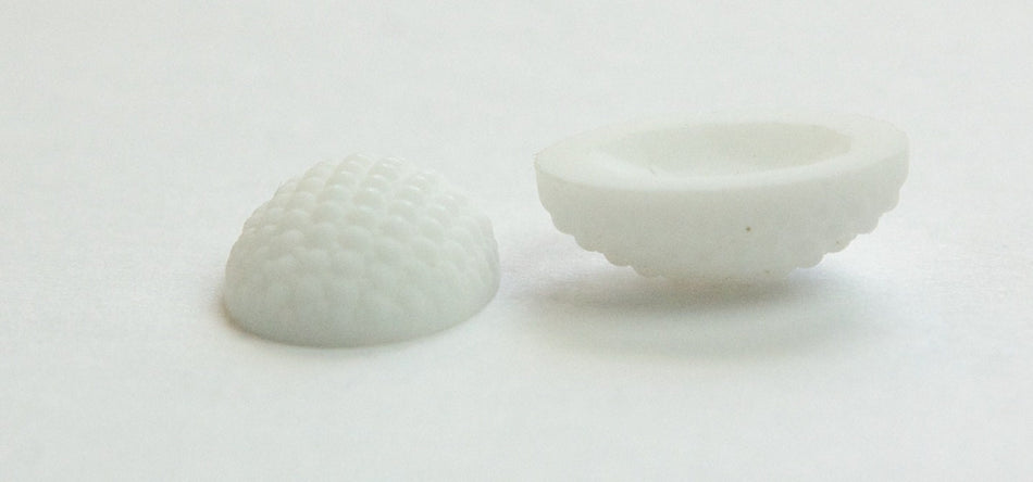 Vintage German Matte White Glass Bumpy Top Cabochon 18x13mm cab414H