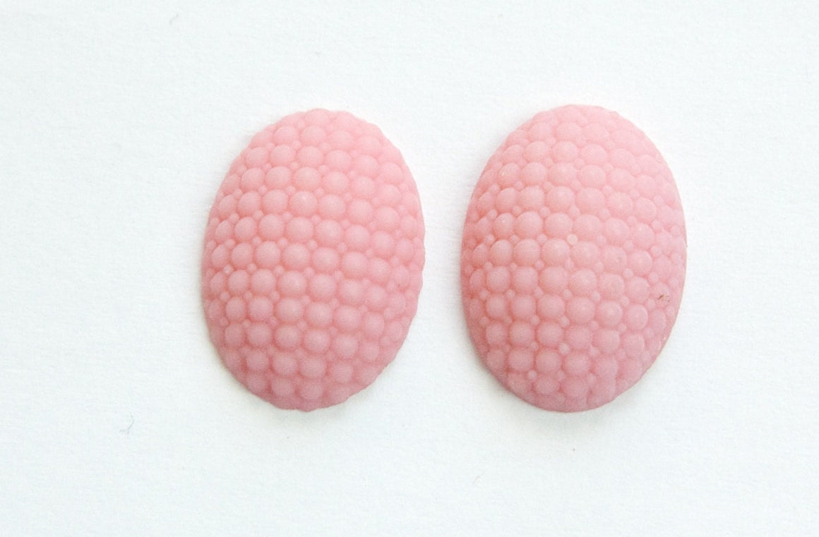 Vintage German Matte Pink Glass Bumpy Top Cabochon 18x13mm cab414J