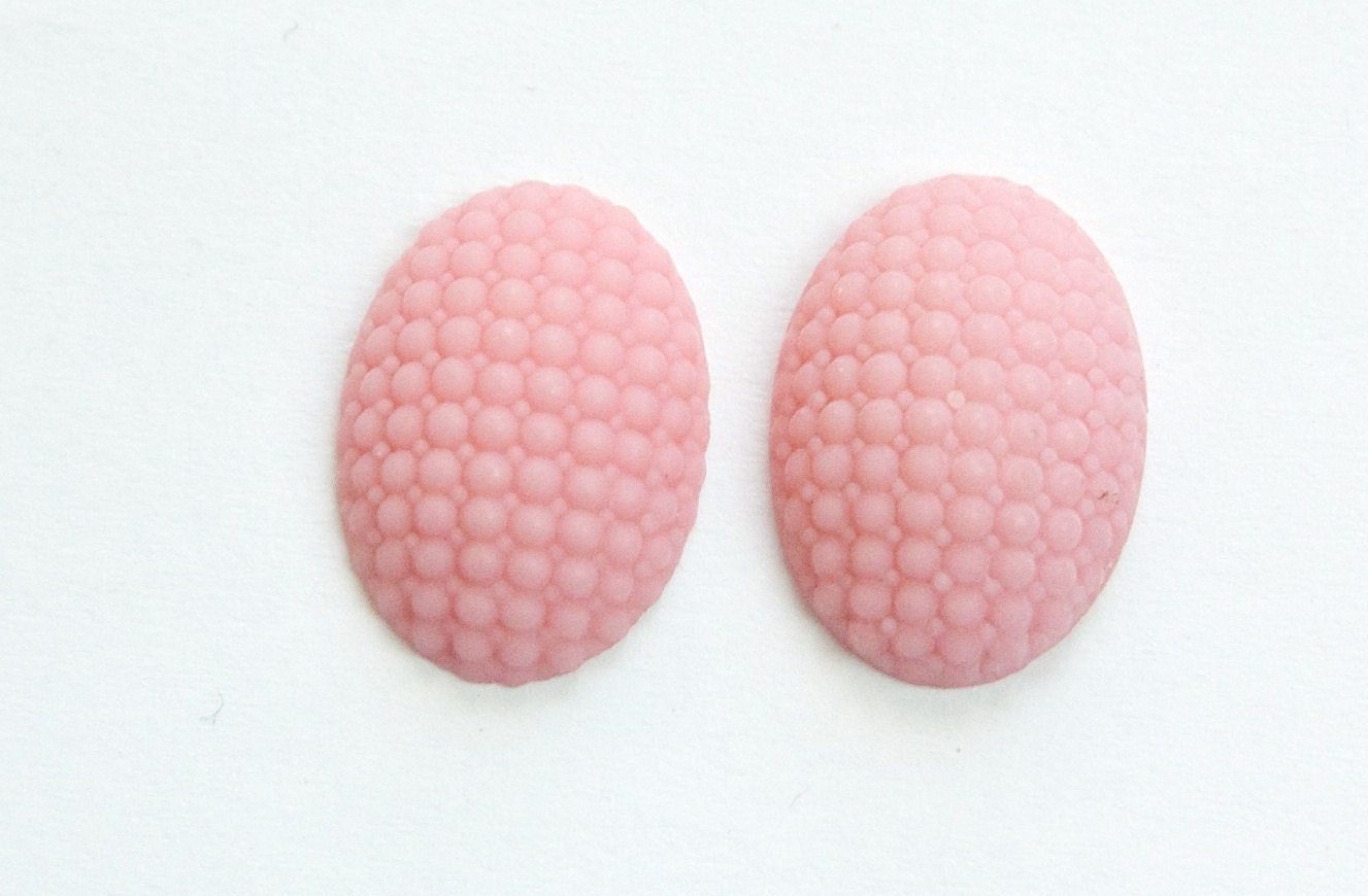 Vintage German Matte Pink Glass Bumpy Top Cabochon 18x13mm cab414J