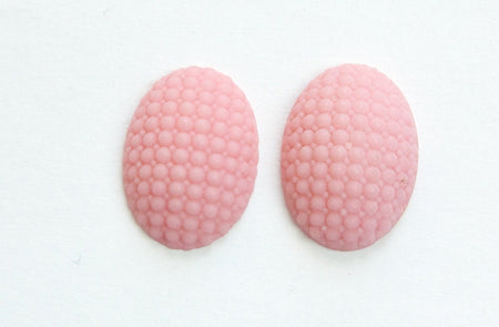 Vintage German Matte Pink Glass Bumpy Top Cabochon 18x13mm cab414J