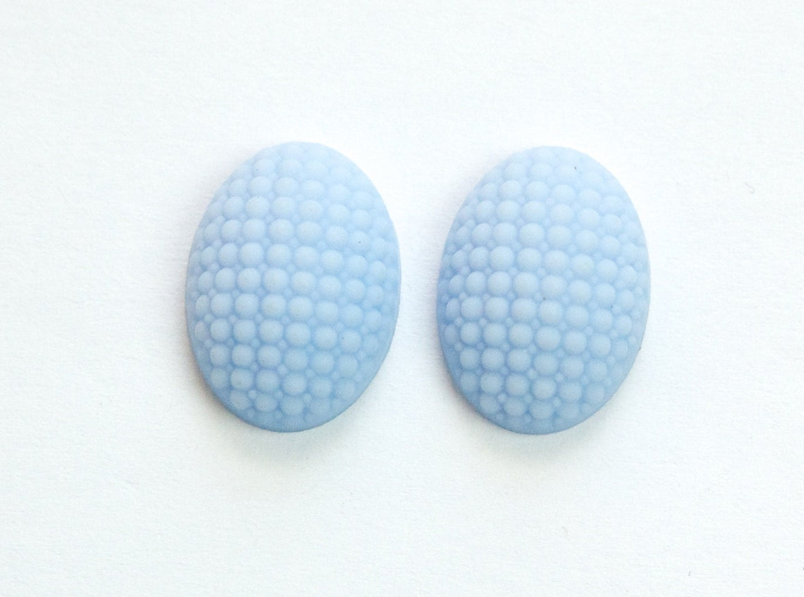 Vintage German Matte Periwinkle Blue Glass Bumpy Top Cabochon 18x13mm cab414K