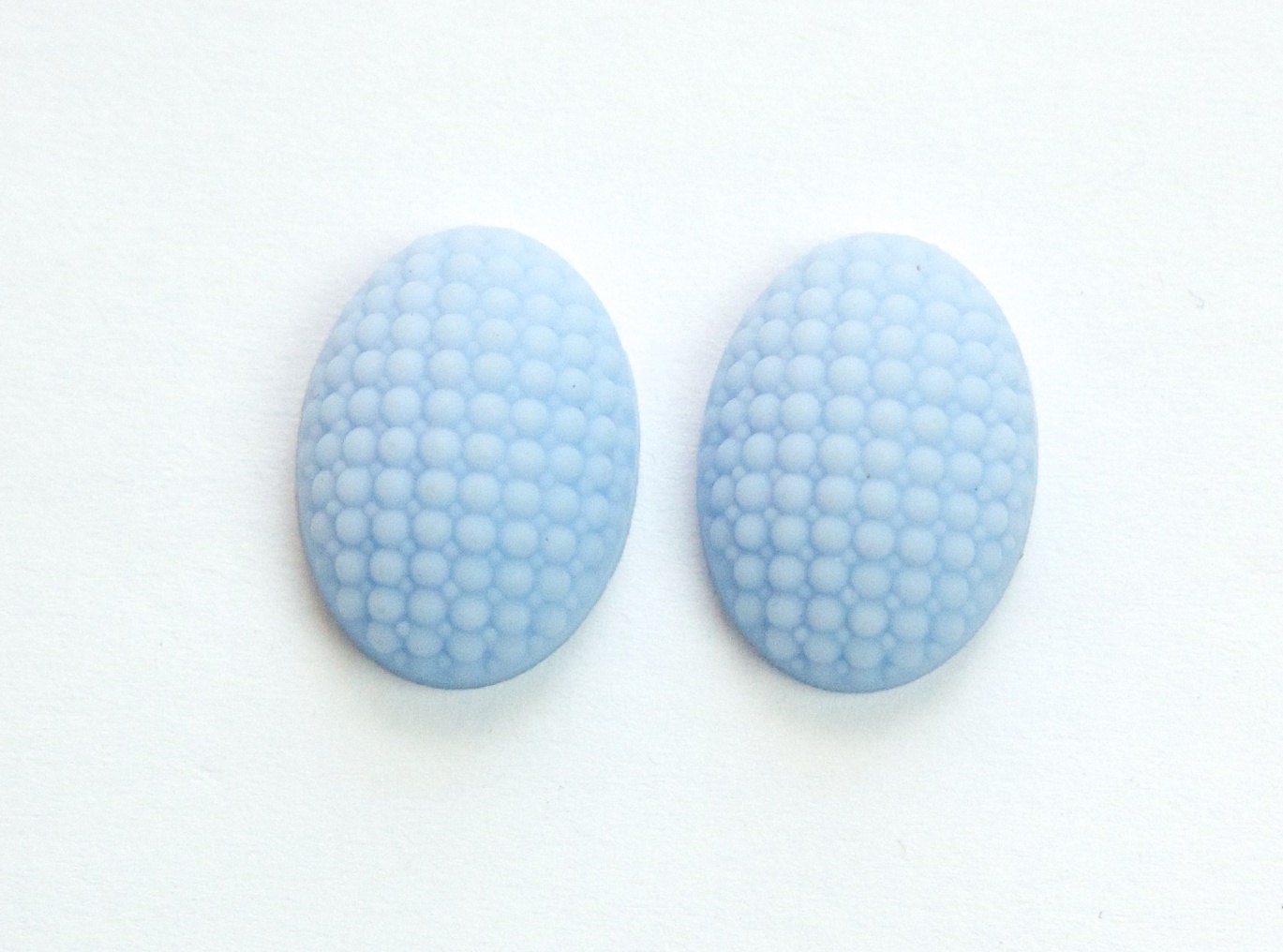 Vintage German Matte Periwinkle Blue Glass Bumpy Top Cabochon 18x13mm cab414K