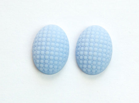 Vintage German Matte Periwinkle Blue Glass Bumpy Top Cabochon 18x13mm cab414K