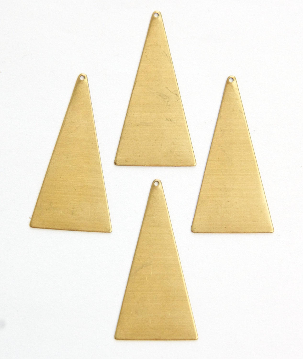 1 Top Hole Raw Brass Large Narrow Triangle Pendant (4) mtl200A