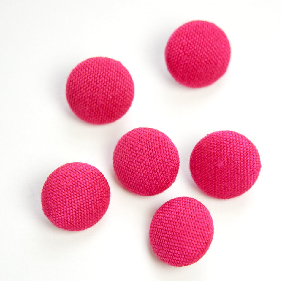 Vintage Bright Pink Silk Buttons 15mm btn002F