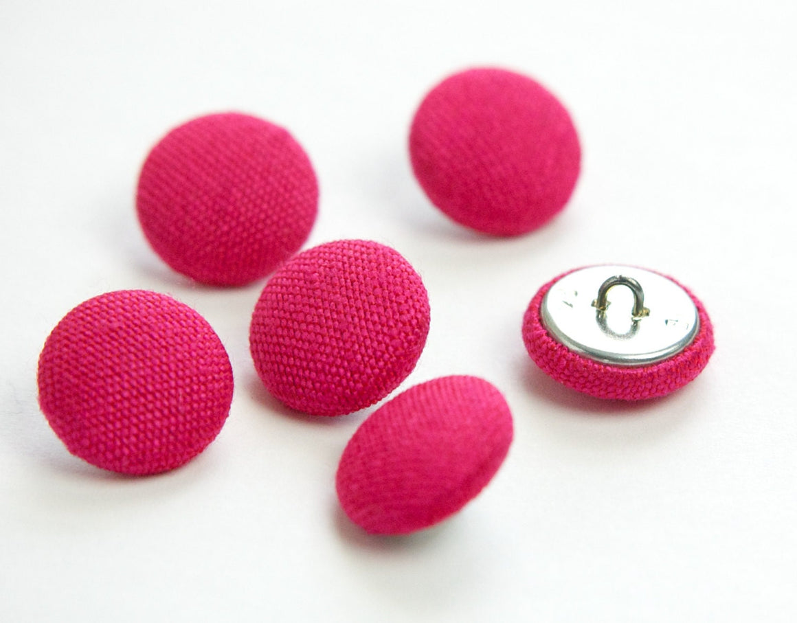 Vintage Bright Pink Silk Buttons 15mm btn002F