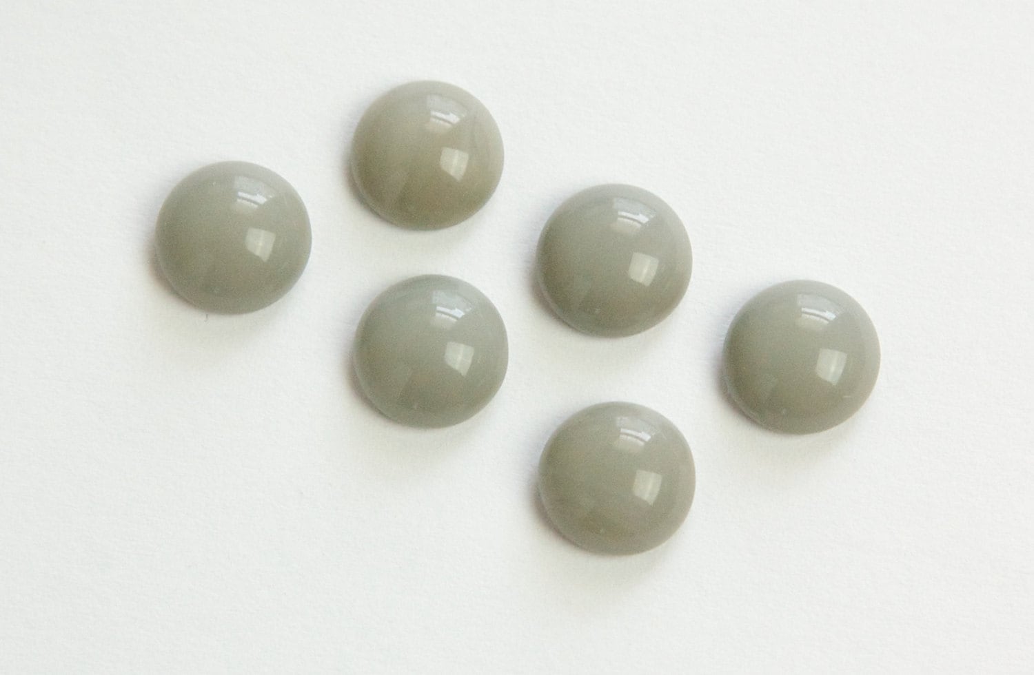 Vintage Gray Glass Cabochon 9mm (6) Cab702BB