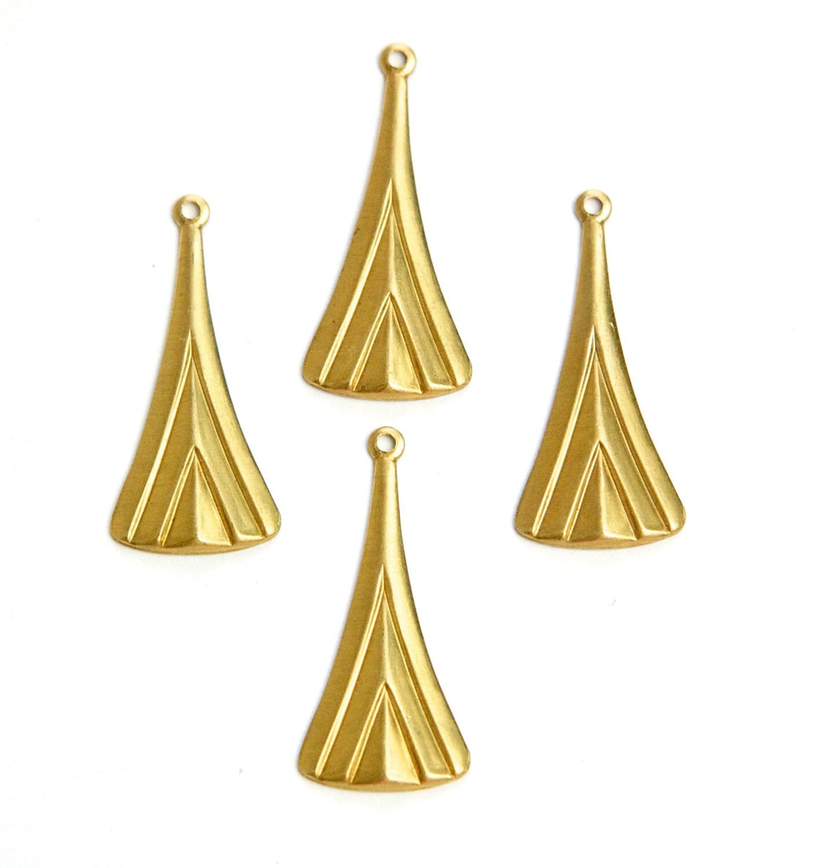 1 Loop Raw Brass Long Layered V Charm Pendant (6) mtl391B