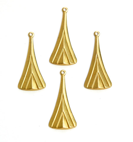 1 Loop Raw Brass Long Layered V Charm Pendant (6) mtl391B