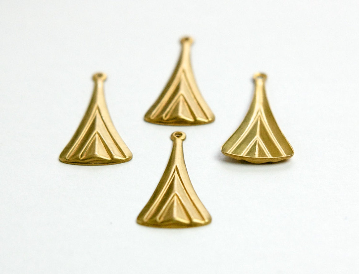 1 Loop Raw Brass Long Layered V Charm Pendant (6) mtl391B