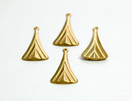 1 Loop Raw Brass Long Layered V Charm Pendant (6) mtl391B