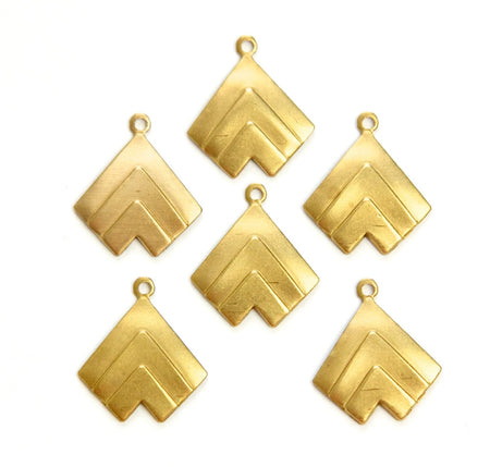 1 Loop Raw Brass Layered V Charm Pendant with Loop (6) mtl391A