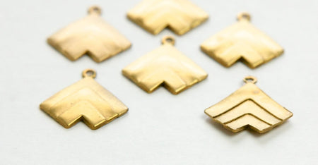 1 Loop Raw Brass Layered V Charm Pendant with Loop (6) mtl391A