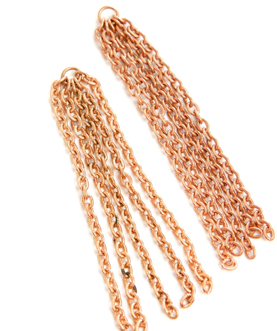 Vintage Copper Tassel or Mini Chain Hanks Pendants (2) chn086