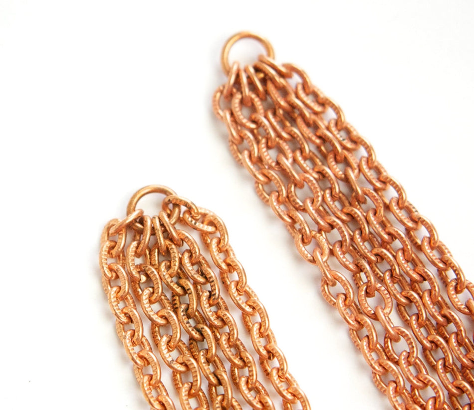 Vintage Copper Tassel or Mini Chain Hanks Pendants (2) chn086