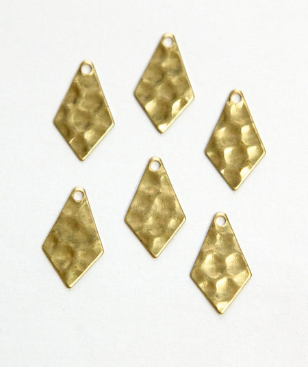1 Hole Raw Brass Hammered Pointed Teardrop Charms Drops (10) mtl393B