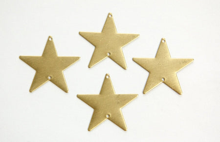 2 Hole Raw Brass Flat Star Connector Pendant 25mm (6) mtl161A