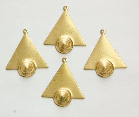 1 Loop Raw Brass Triangle Drops Charms with Raised Cone Details (6) mtl066D