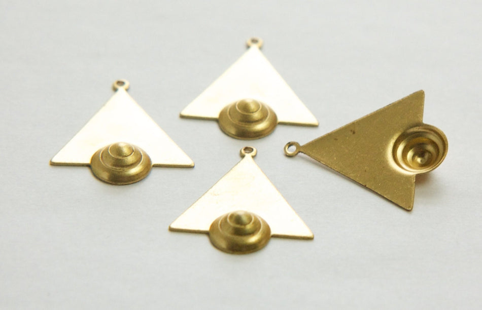1 Loop Raw Brass Triangle Drops Charms with Raised Cone Details (6) mtl066D