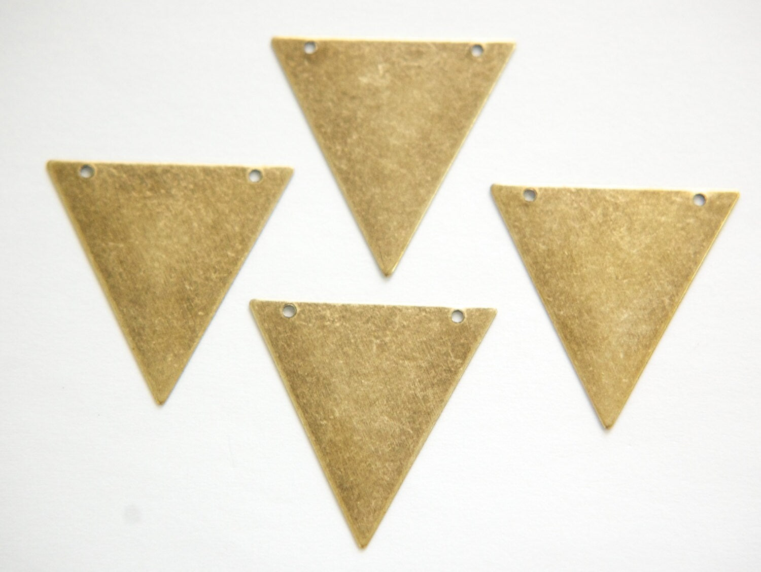 2 Hole Brass Ox Geometric Triangle Pendant Charm (6) mtl368B
