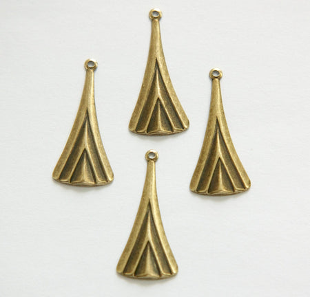 1 Loop Brass Ox Long Layered V Charm Pendant (6) mtl391D