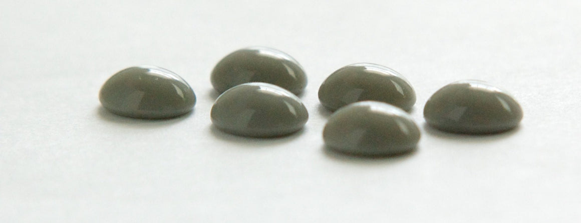 Vintage Opaque Gray Glass Cabochons 10x8mm cab576PP