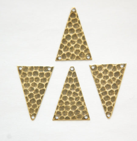 3 Hole Brass Ox Hammered Triangle Pendant Findings (6) mtl512C