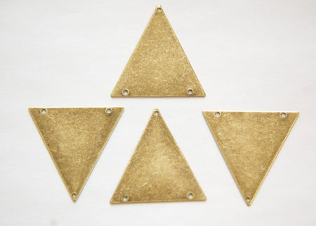 3 Hole Brass Ox Geometric Triangle Pendant Charm (6) mtl368E
