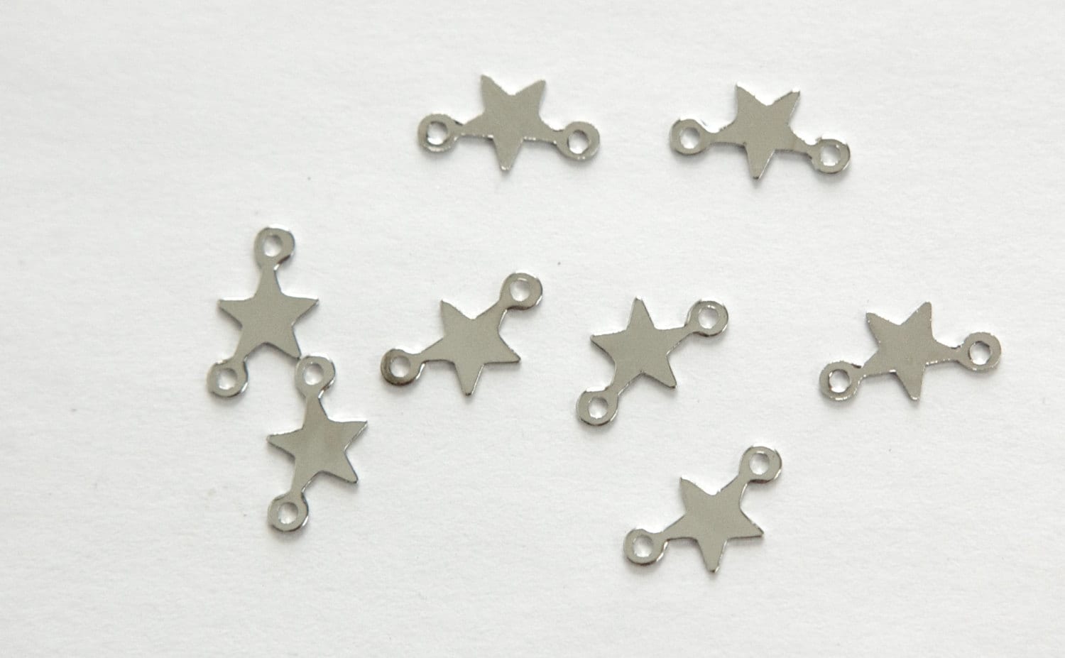 2 Loop Tiny Silver Plated Star Connectors Drops (16) mtl289B