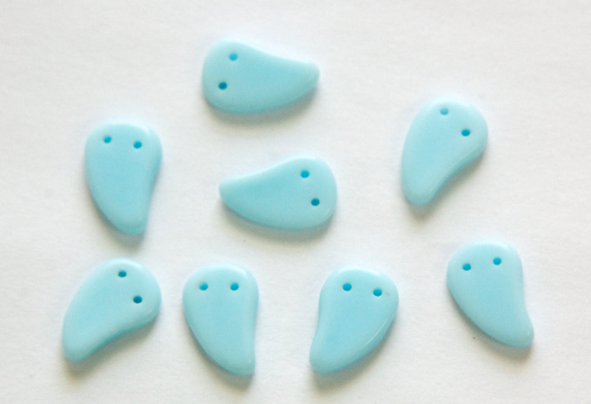 Vintage German Light Blue Comma 2 hole Glass Bead Charms grm052B