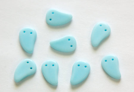 Vintage German Light Blue Comma 2 hole Glass Bead Charms grm052B