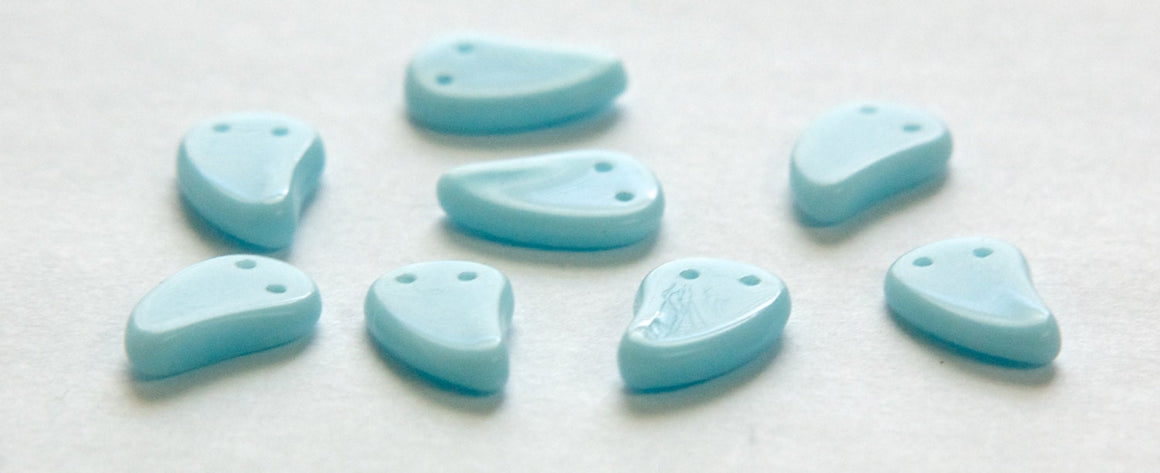 Vintage German Light Blue Comma 2 hole Glass Bead Charms grm052B