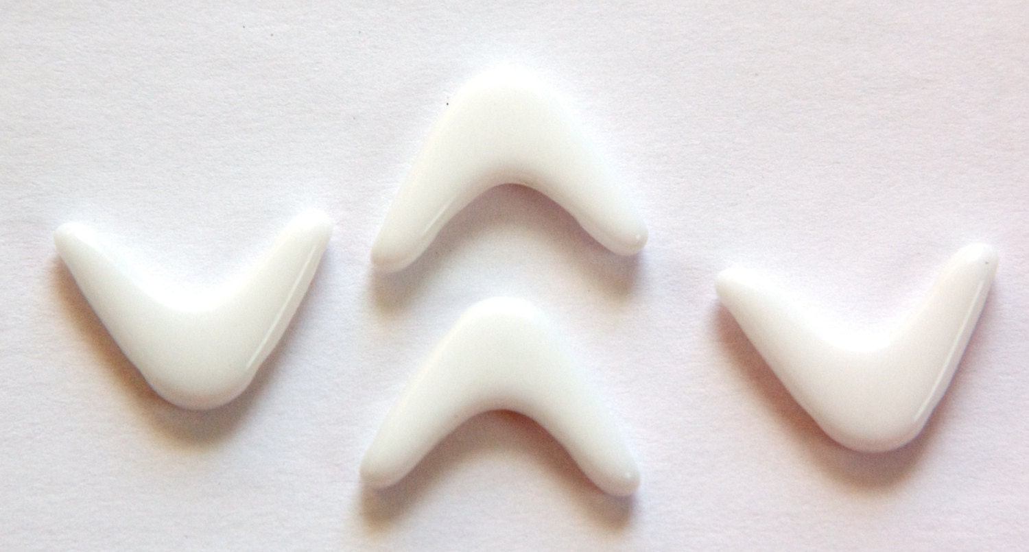 Vintage German White 2 hole V Chevron Glass Bead Charm Pendant grm052D