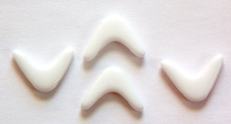 Vintage German White 2 hole V Chevron Glass Bead Charm Pendant grm052D