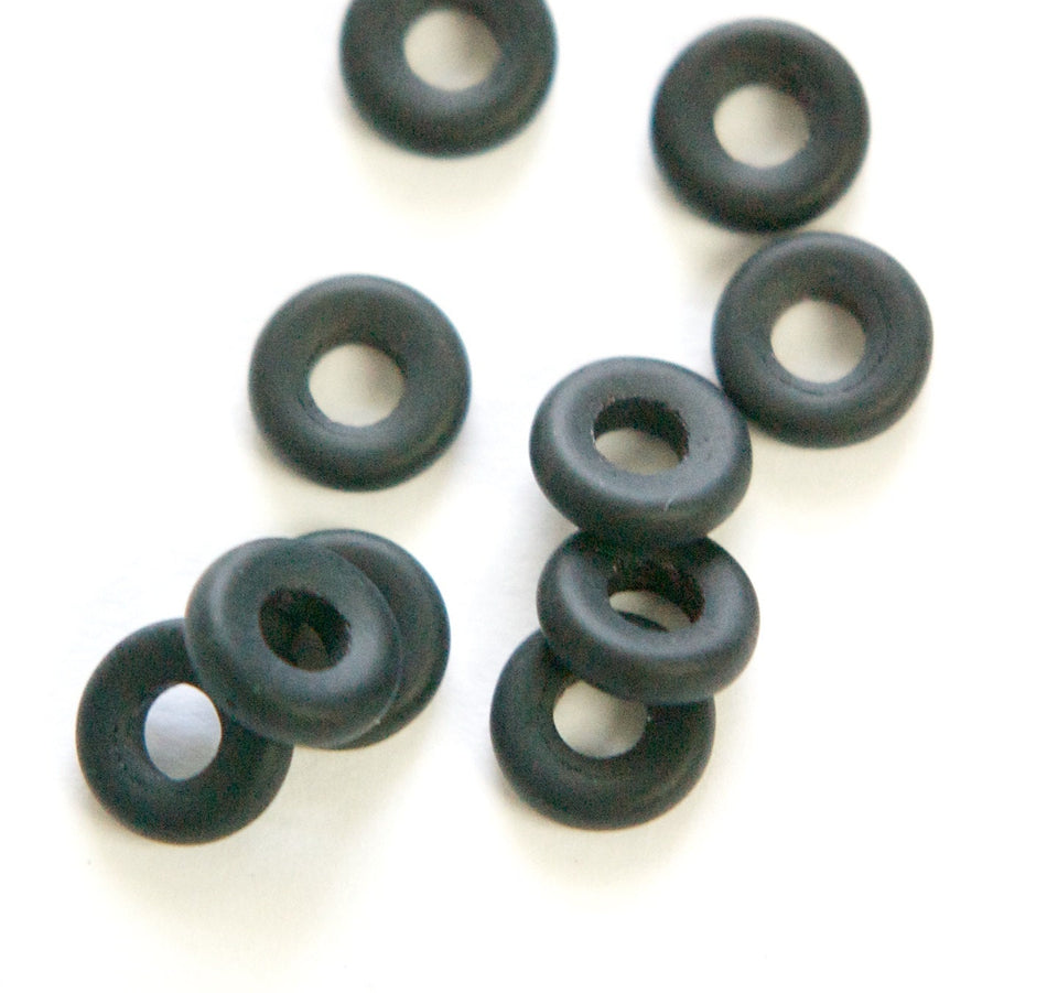 Preciosa Smooth Matte Black Glass Ring Link 9mm (20) czh021C