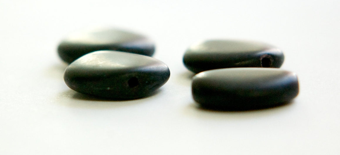 Vintage German Matte Black Coin Disc Glass Beads grm054A