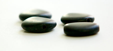 Vintage German Matte Black Coin Disc Glass Beads grm054A
